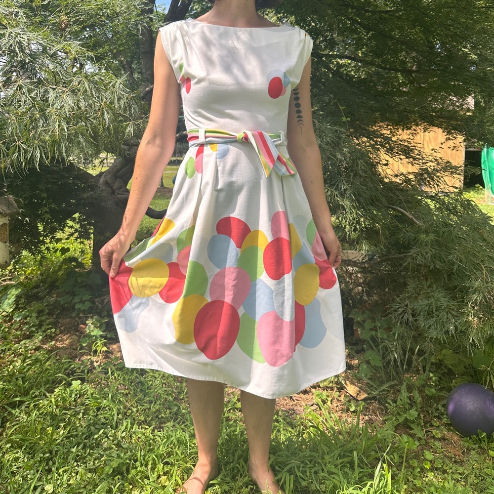 Vintage Colorful Polka Dot Women's Dress